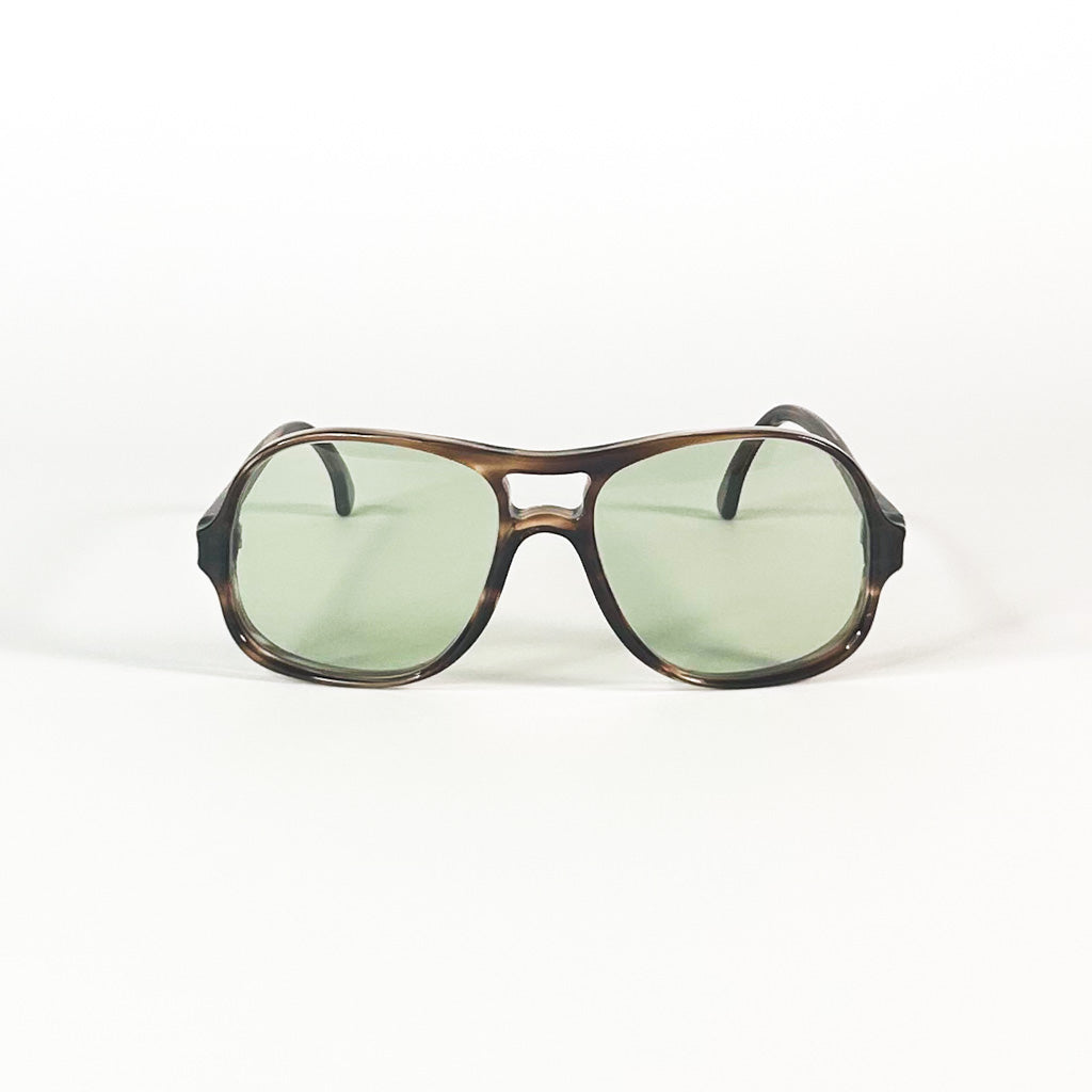 Lunettes Meitzner Paris vintage vues de face, monture brun marbré