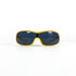 Lunettes Nouvelle Vague Rapid S109 posées à plat, vue en plongée sur la face dorée et les verres noirs