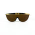 Lunettes de soleil Nouvelle Vague Sally P1 – vue perspective, style visor shield futuriste, monoverre teinté brun, design italien haut de gamme années 2000