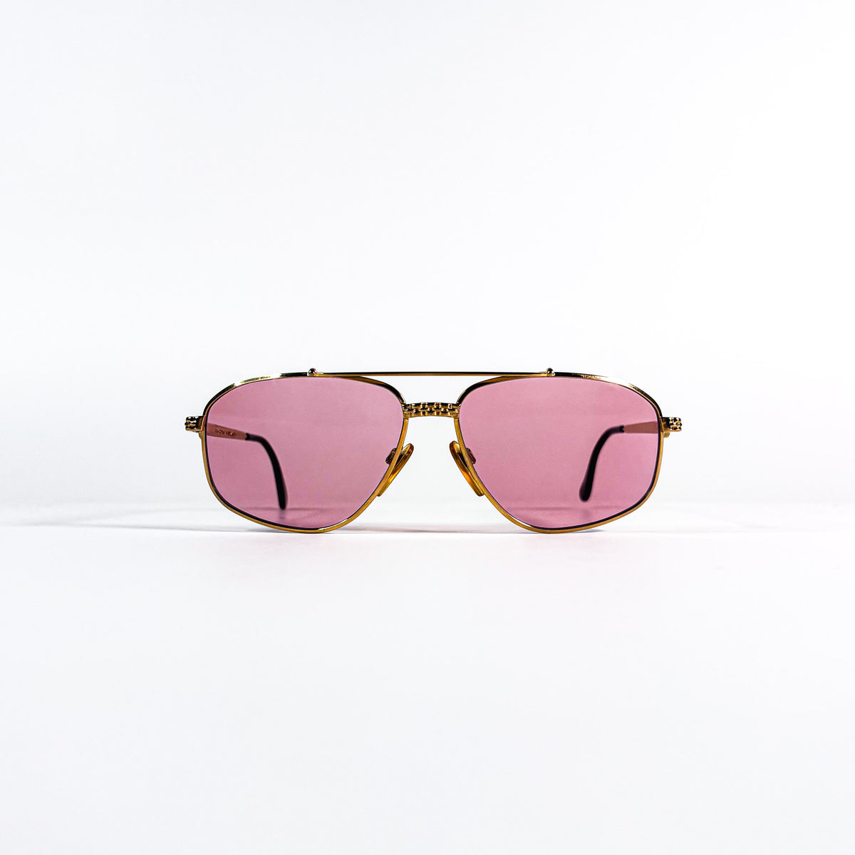 Lunettes Ettore Bugatti 504S métal doré face avec verres roses